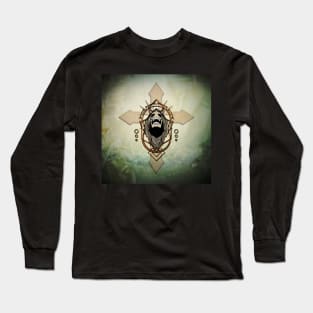 Awesome creepy skull with cross Long Sleeve T-Shirt